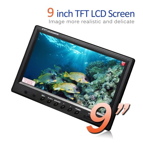 

Lixada Professional Underwater Fishing Video Camera Fish Finder 9 Inch Large Color Screen Waterproof 18 LEDs 360 Degree Rotating Camera