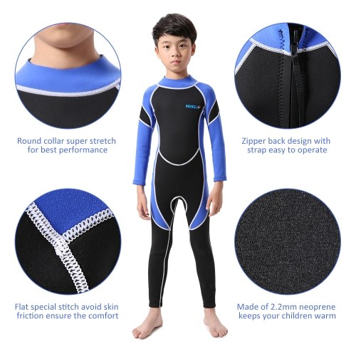 

Kids Neoprene Diving Wetsuit Boys Girls Swimsuits Long Sleeve UV Protection Back Zipper Swimwear