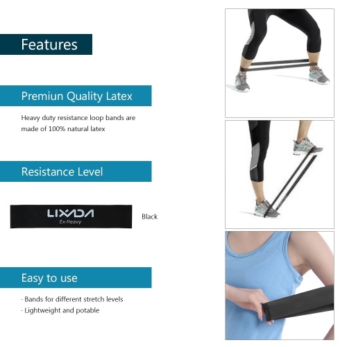 

Lixada Sports Exercise Resistance Loop Bands Set Elastic Booty Band Set for Legs and Strength Training