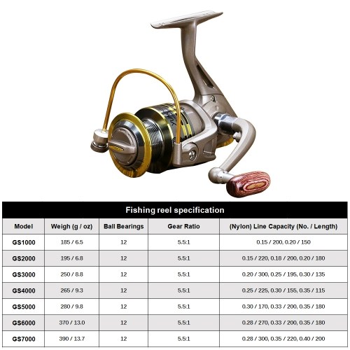 

12BB Spinning Lightweight Fishing Reel With Smooth Metal Spool