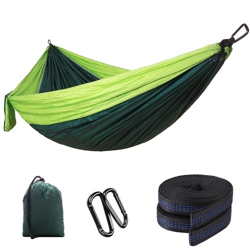 

Single Camping Hammock Lightweight Nylon Parachute Fabric Portable Cot Bed Hanging
