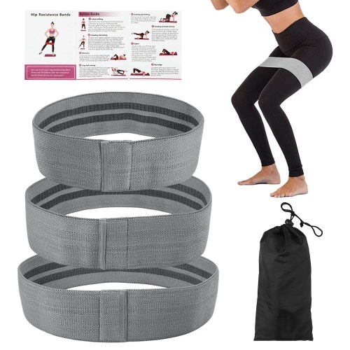 Conjunto de 3 faixas de malha de resistência para exercícios com bolsa de armazenamento para treino de ginástica em casa de ioga