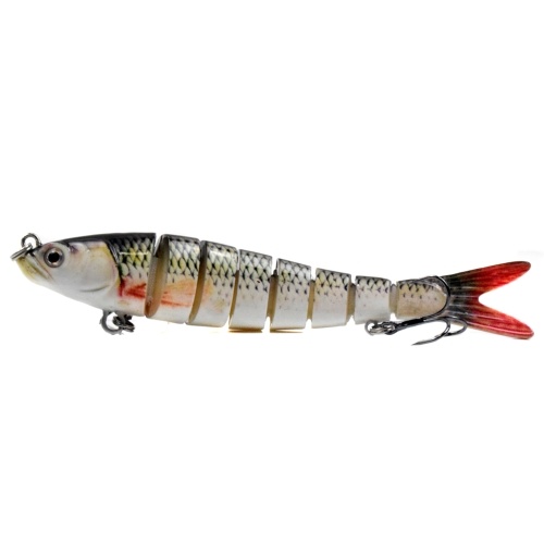 5.5in / 0.92oz Bionic Multi Jointed Hard Bait S Natación Acción Pesca Señuelo 8 Segmentos Señuelo de pesca que se hunde VIB Bait Crankbait 3D Eyes Realistas señuelos de pesca artificiales Anzuelo con anzuelos triples Aparejos