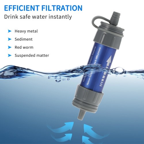 Outdoor Water Filtration System Water Filter with Drinking Pouch & Straw 