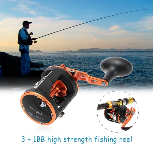 3 + 1BB Ball Bearings Metal Right Hand Drum Wheel Baitcasting Fishing Reel ACT20 / 30 / 40