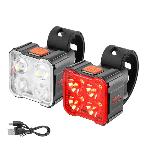 Rechargeable Bike Lights Set Front and Rear Waterproof Bike Lights for Night Riding 