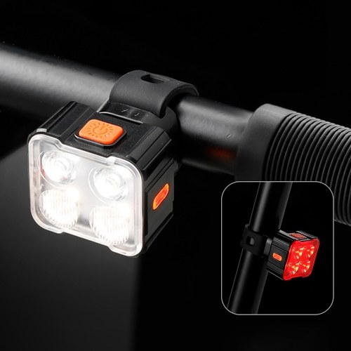 Rechargeable Bike Lights Set Front and Rear Waterproof Bike Lights for Night Riding 