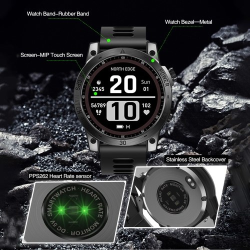 NORTH EDGE Cross Fit 3 GPS Men`s Sports Watch Four Global Satellite 1.43`` High Clear AMOLED Display 50M Waterproof Health Tracker and Sports Modes Outdoor Smartwatch 