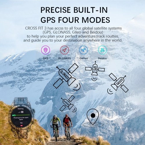 NORTH EDGE Cross Fit 3 GPS Men`s Sports Watch Four Global Satellite 1.43`` High Clear AMOLED Display 50M Waterproof Health Tracker and Sports Modes Outdoor Smartwatch 