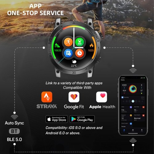 NORTH EDGE Cross Fit 3 GPS Men`s Sports Watch Four Global Satellite 1.43`` High Clear AMOLED Display 50M Waterproof Health Tracker and Sports Modes Outdoor Smartwatch 