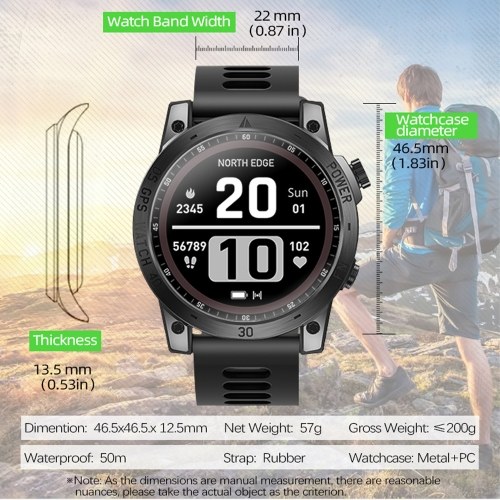NORTH EDGE Cross Fit 3 GPS Men`s Sports Watch Four Global Satellite 1.43`` High Clear AMOLED Display 50M Waterproof Health Tracker and Sports Modes Outdoor Smartwatch 