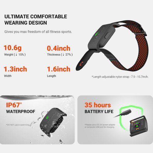coospo HW9 Heart Rate Monitor Armband Rechargeable HRM Sensor with HR Zones BT/ANT+ for Fitness Training/Running/Yoga Waterproof Riding Trainer 