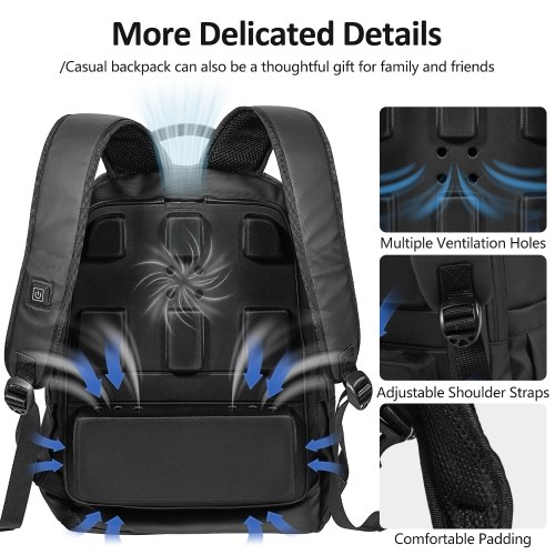 Lixada Backpack with USB-Powered Cooling Fan Large-Capacity Laptop Backpack Compatible with 16-inch Laptop or Clothes 