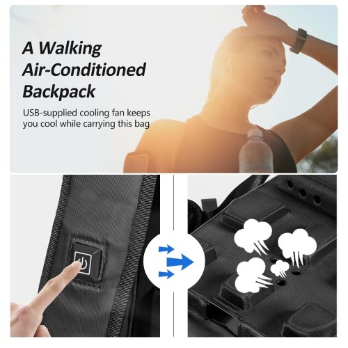 Lixada Backpack with USB-Powered Cooling Fan Large-Capacity Laptop Backpack Compatible with 16-inch Laptop or Clothes 