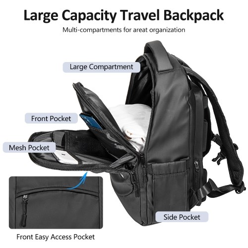 Lixada Backpack with USB-Powered Cooling Fan Large-Capacity Laptop Backpack Compatible with 16-inch Laptop or Clothes 