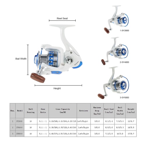 

10BB Ball Bearings Fishing Reel Spinning Reel Fishing Tackle Left/Right Interchangeable Collapsible Handle