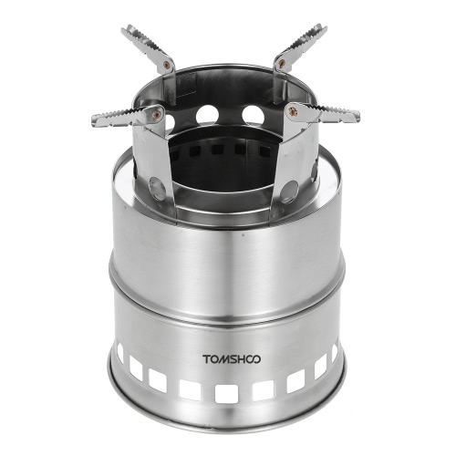 TOMSHOO Portable Stainless Steel Wood Burning Camping Stove Solid Alcohol Stove Survival Backpacking Wood Burning Cooking Stove