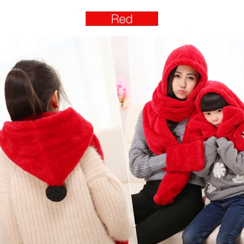 

Parenting Style Autumn and Winter Collection Cute Extra Thick and Long Comfortable Warm Female Neck Scarf Hat Gloves Three Pieces