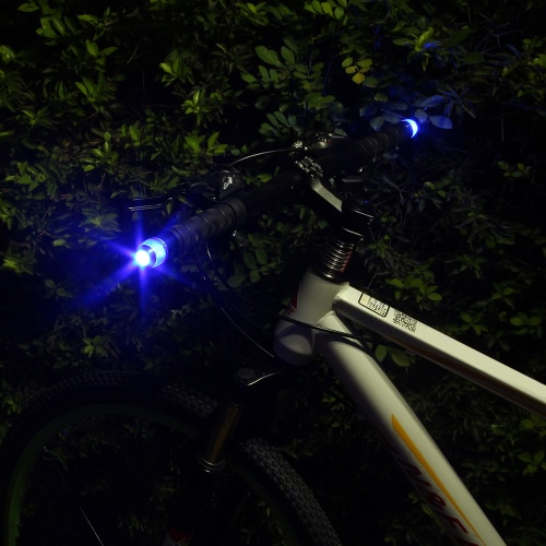 

A Pair of Bike Bicycle Handlebar Handle Bar End Plug LED Lamp Safety Safe Bike Flashing Light Cycling Warning Flashlight