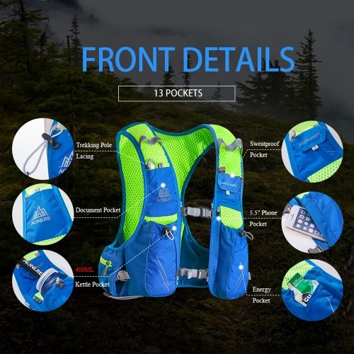 

AONIJIE Hydration Pack Backpack Water Bladder Vest with 2 BPA Free Soft Water Bottle for Running Hiking Cycling Climbing Camping