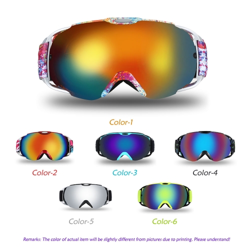 

Lixada Adult Ski Goggles Winter Snow Sports Snowboard Goggles Ventilated Anti-fog Spherical Dual Lens for Snowmobile Skiing Skating