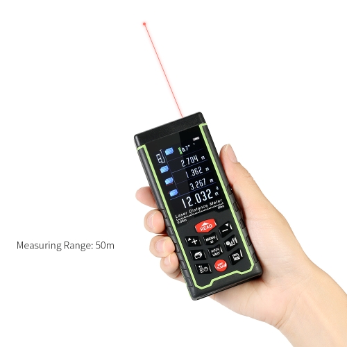 

Mini Handheld LCD Digital Laser Distance Meter USB Range Finder Distance Area Volume Measurement 100 Groups Data Storage