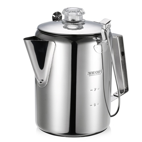 Plein air 9 tasses en acier inoxydable Percolator Coffee Pot cafetière pour la maison de camping cuisine