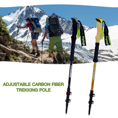 Carbon Fiber Adjustable Trekking Pole With Eva Grip And Twist Lock For Hiking Walking Running