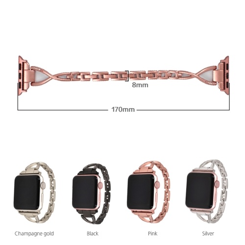 

Women's Diamond Inserted Strap Bracelet Jewelry Fashion Elegant Wristband Stainless Steel Watch Band For Apple Watch