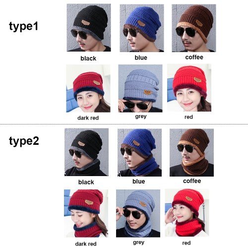 

Winter Thermal Knitted Heanie Hat and Circle Scarf Set Warm Snood Suit