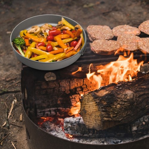 Ultralight Titanium Frypan Outdoor Camping Hiking Picnic Cooking Frying Pan 