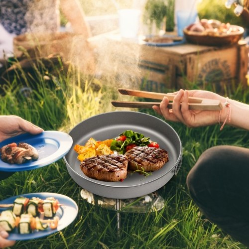 Ultralight Titanium Frypan Outdoor Camping Hiking Picnic Cooking Frying Pan 