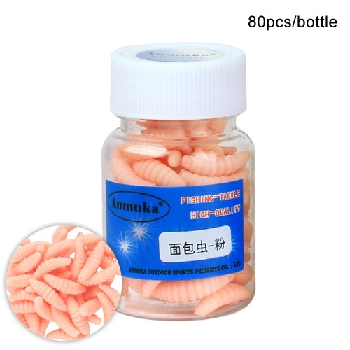 80pcs 2cm Fishing Lure Soft Plastic Artficial Maggot Grub Worm Soft Bait Lures