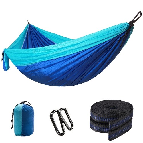 

Single Camping Hammock Lightweight Nylon Parachute Fabric Portable Cot Bed Hanging