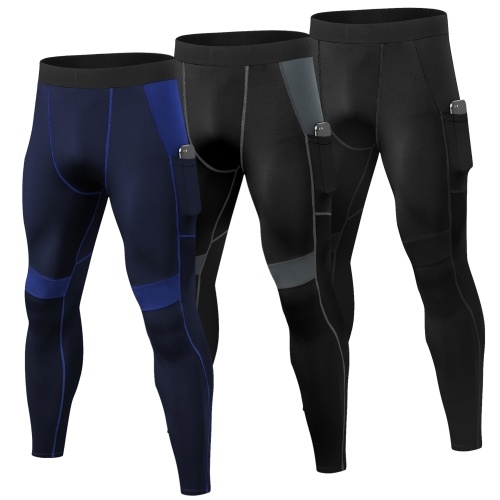 

3 Packs Men High Waist Yoga Pants Quick Dry Sports Pants Fitness Leggings Workout Pants with Pocket