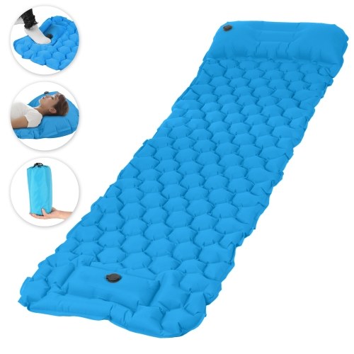 

Inflatable Sleeping Pad Mat with Pillow Foot Pump Air Mattress for for Backpacking Hiking Traveling