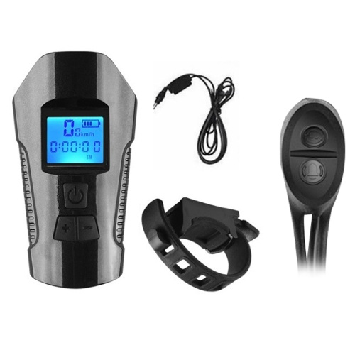 

USB Rechargeable Bike Front Light Cycle Headlight with Bicycle LED Speedometer Odometer