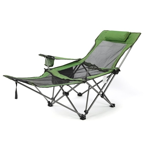 

2 in 1 Folding Camping Chair Portable Adjustable Reclining Lounge Chair with Removable Footrest for Camping Fishing Beach Picnics