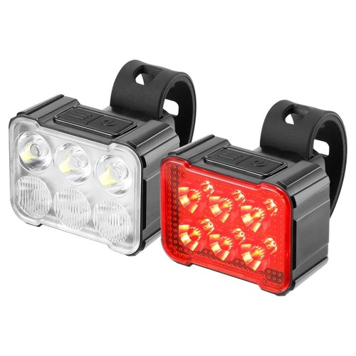 

Rechargeable Bike Lights Set Front and Rear Waterproof Bike Lights for Night Riding