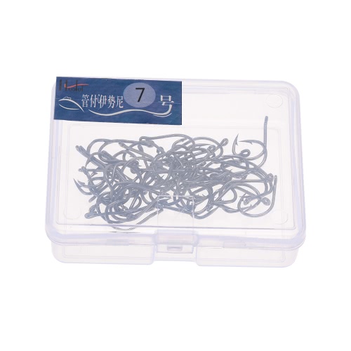 40pcs Strong Stainless Steel Sharpened Jigging Fish Hook Fishhook Jig Big Fishing Hooks Saltwater Bait holder Baitholder with Barb and Hole in a Case Pack