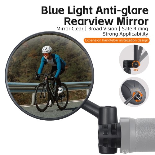 Bicycle Handlebar Plug Rearview Mirror Adjustable Bicycle Handlebar AntiGlare Mirror Foldable Bike Rearview Mirror Cycling Accessory 
