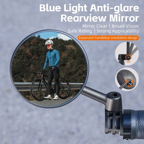 Bicycle Handlebar Plug Rearview Mirror Adjustable Bicycle Handlebar AntiGlare Mirror Foldable Bike Rearview Mirror Cycling Accessory 