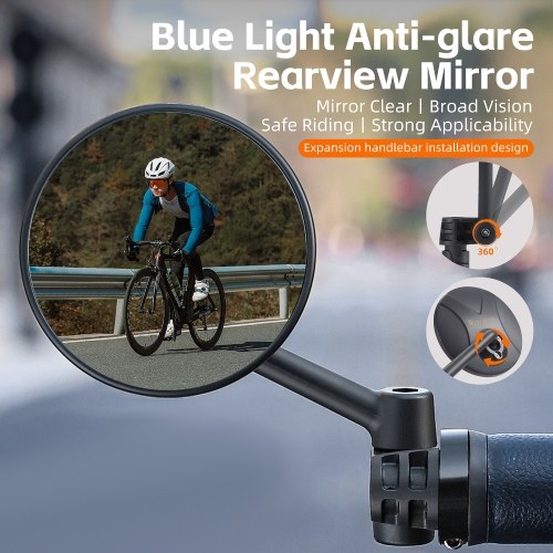 Bicycle Handlebar Plug Rearview Mirror Adjustable Bicycle Handlebar AntiGlare Mirror Foldable Bike Rearview Mirror Cycling Accessory 