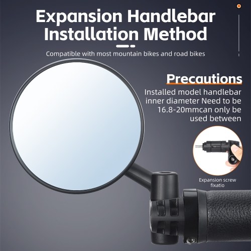 Bicycle Handlebar Plug Rearview Mirror Adjustable Bicycle Handlebar AntiGlare Mirror Foldable Bike Rearview Mirror Cycling Accessory 