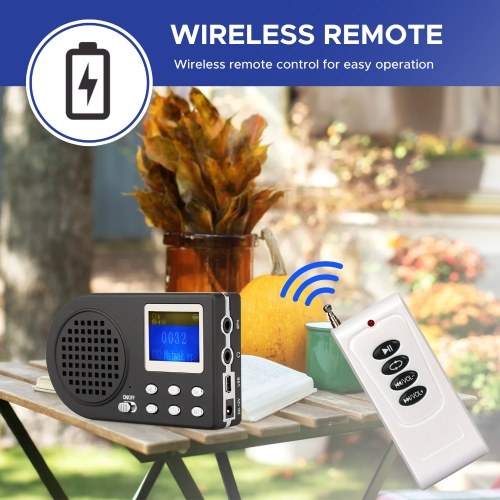 Simulated Chirping Bird Outdoor Bird Chirping Amplifier with Wireless Remote 110 Animal Sounds MP3 Speaker 
