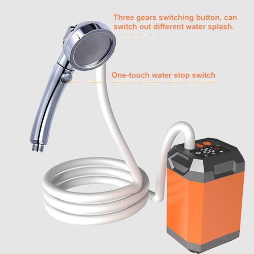Portable Cordless Camping Hiking Outdoor Electric Shower Pump 5400mAh Battery Digital Display Bathe Tool 