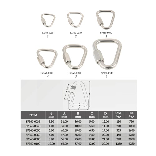 

Stainless Steel Triangle Quick Link Locking Carabiner Hanging Hook Buckle for Outdoor Camping Hiking