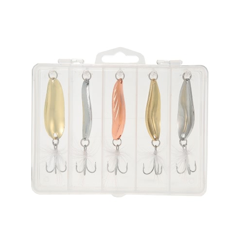 

5pcs Fishing Metal Sequins Lures Fishing Baits Sharpened Hooks with Box Fishing Accessories Kit Fishing Tackle