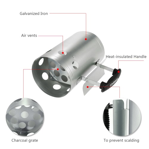 

TOMSHOO BBQ Chimney Starter Charcoal Lighter Coal Starter Camping Picnic Outdoor Use