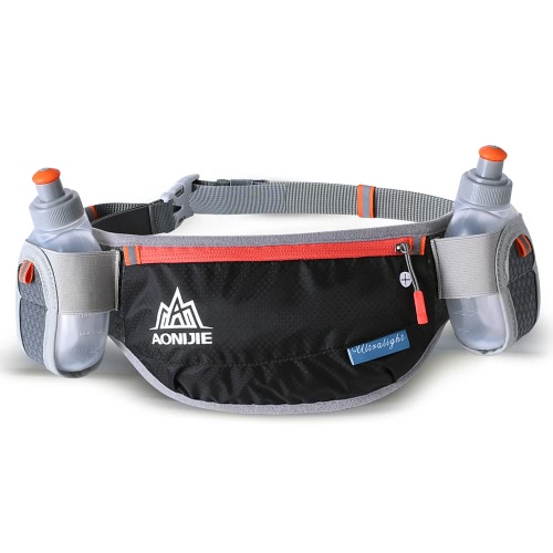 AONIJIE Hydration Belt Esecuzione Bottle Holder cintura riflettente Esecuzione Cintura acqua Fanny vita del pacchetto Pacchetti con due 170ml la bottiglia di acqua